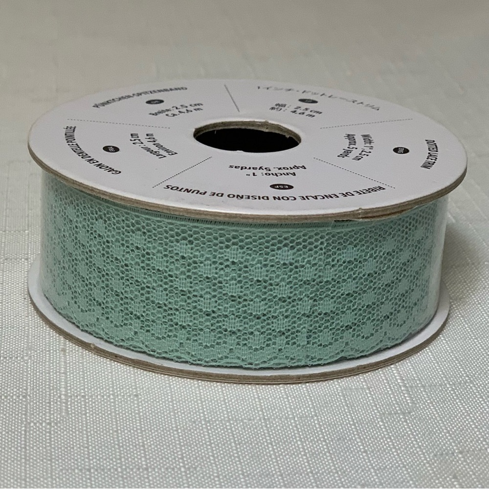 🆕 Stampin Up Dotted Lace Ribbon Trim Mint Macaron 5 Yard 1” 2.5cm Craft Project